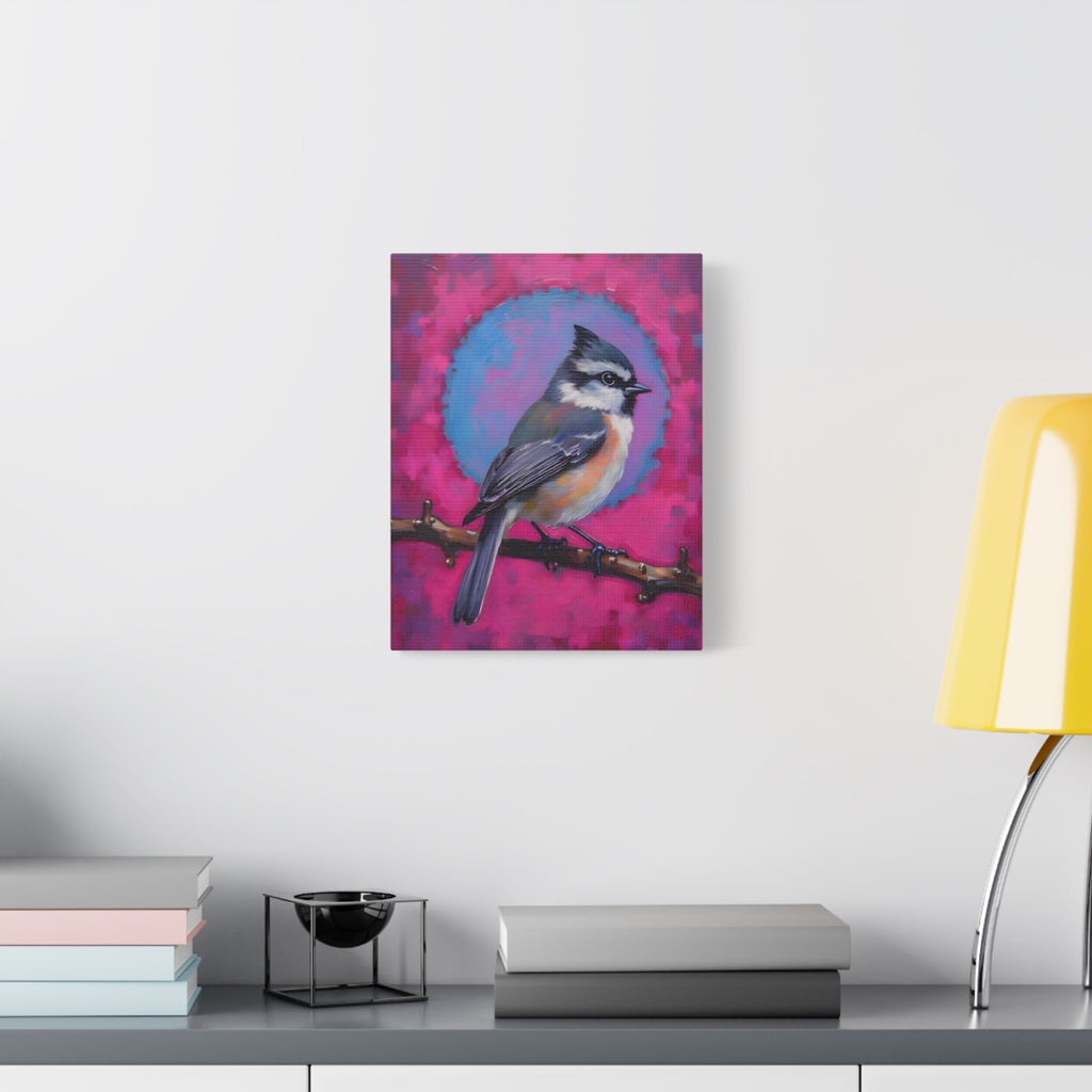 Colorful Chickadee Bird Canvas Wall Art - Matte Stretched Canvas