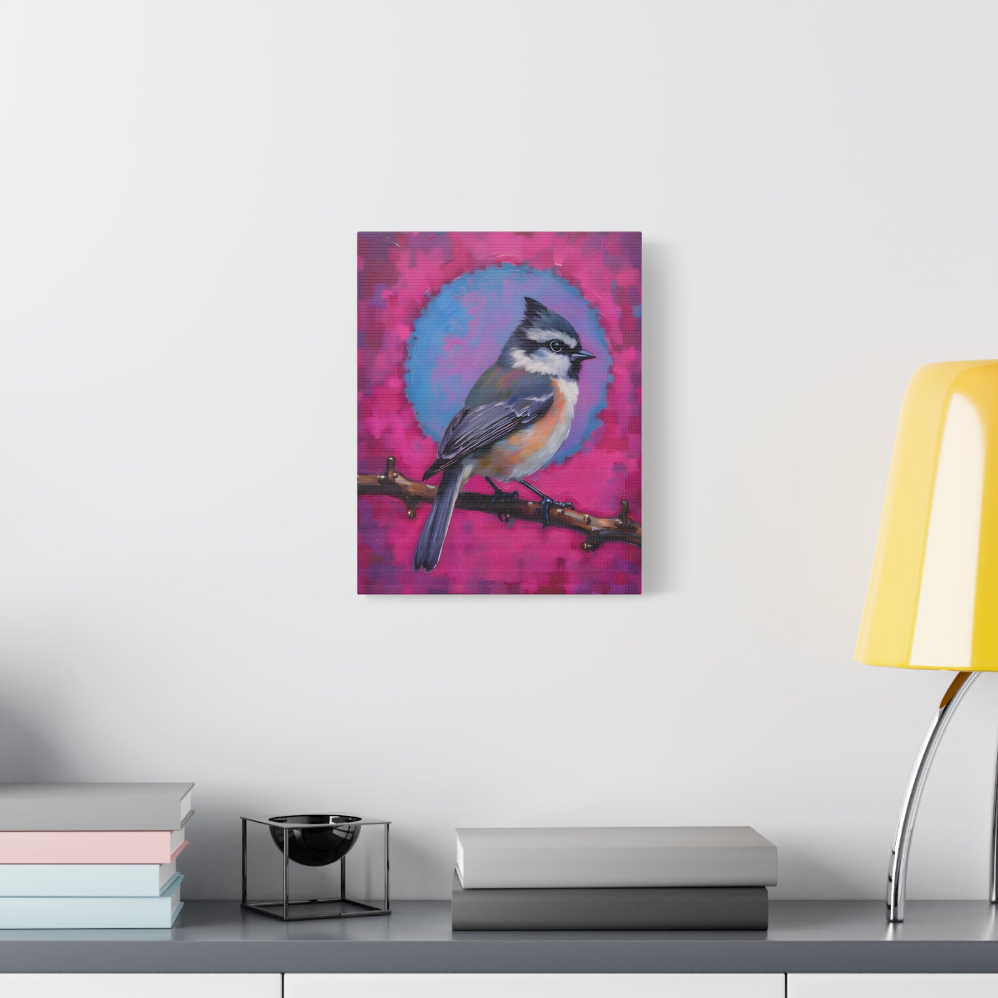Colorful Chickadee Bird Canvas Wall Art - Matte Stretched Canvas