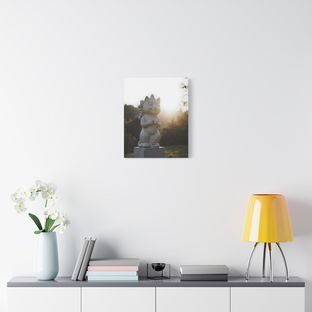 Sunlit Lucky Cat Wall Art - Stretched Canvas