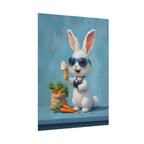 Blue Bunny Poster - Cute Sunglasses Rabbit Rolled Art Print