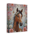 Floral Horse Portrait Canvas — Matte Stretched Wall Art