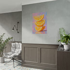 Zitronenscheibe – Wandbild mit gestapelten Zitronen – Poster 