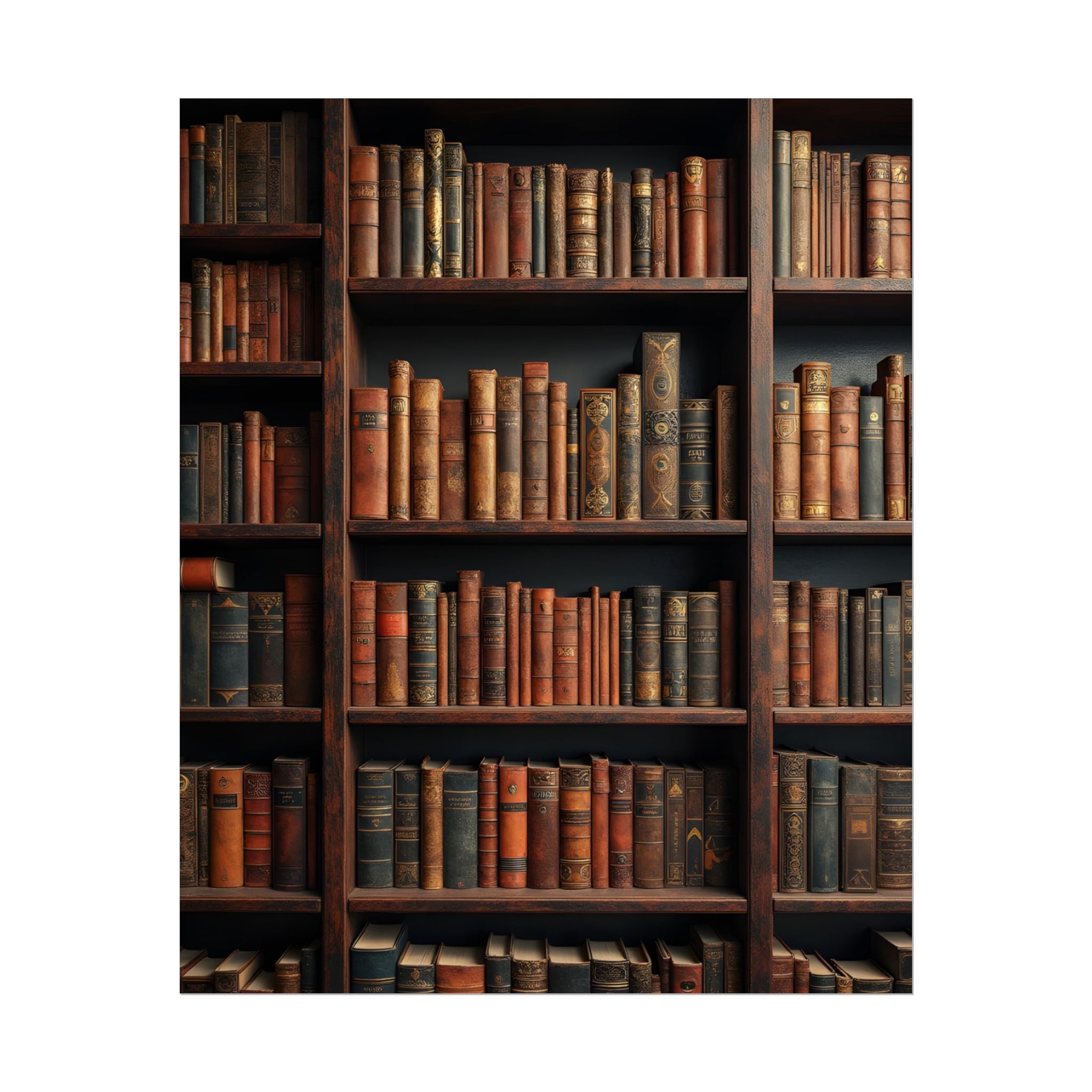 Vintage Library Bookshelf Rolled Poster - Antique Bookshop Wall Art