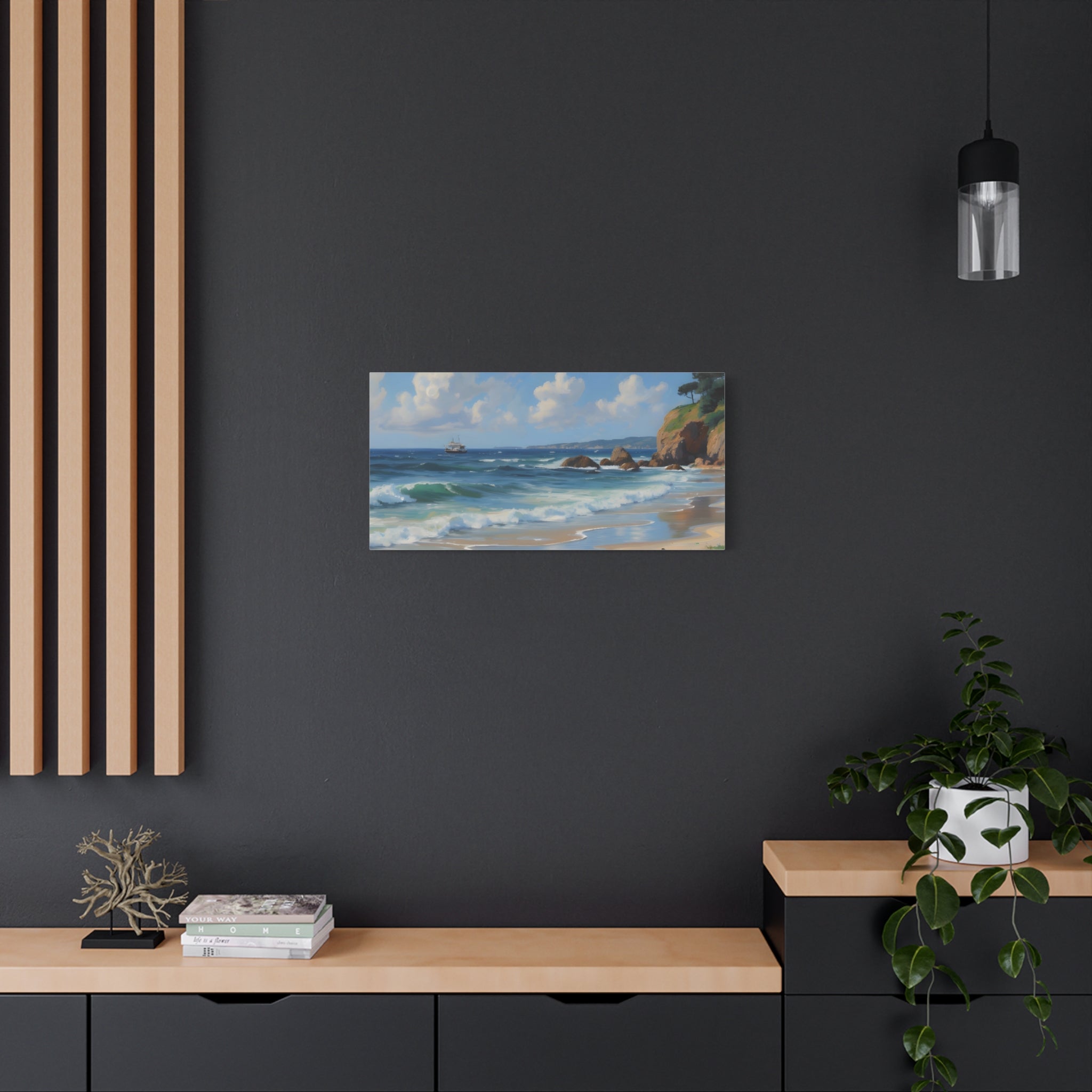 Seaside Beach Canvas Print — Coastal Landscape Matte Stretched Wall Art