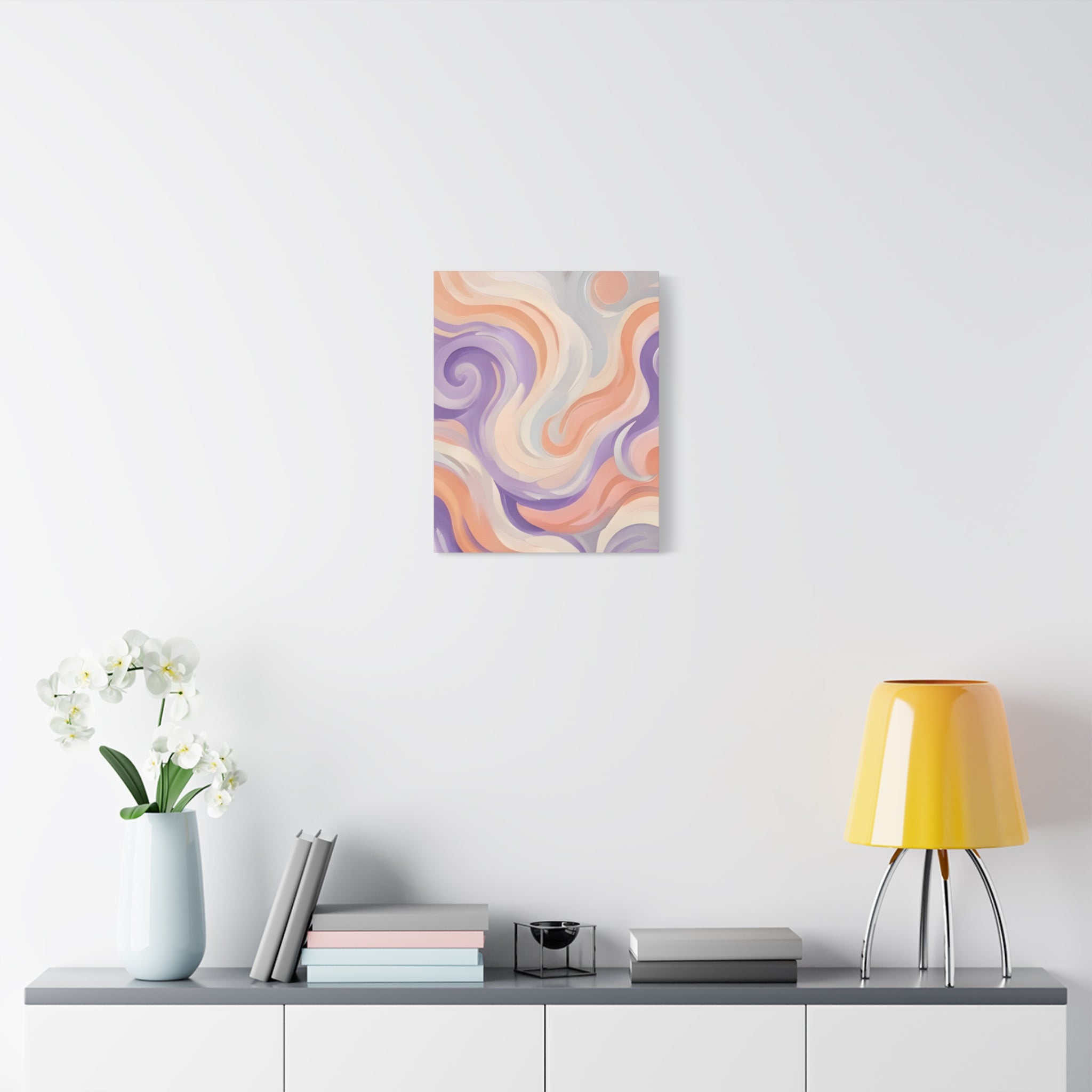 Abstract Swirl Matte Canvas Wall Art - Pastel Waves Stretched Print