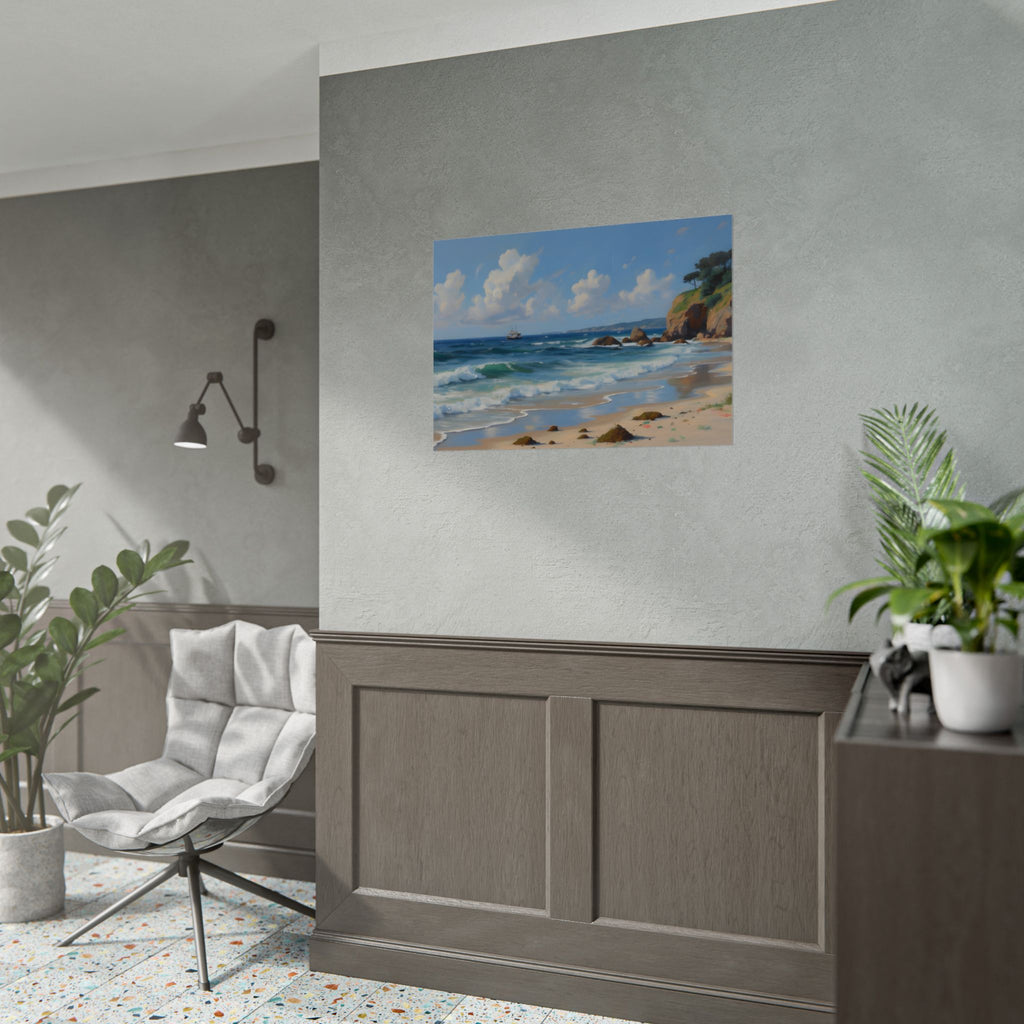 Coastal Seascape Poster - Rolled Beach Print, Ocean Waves Wall Art