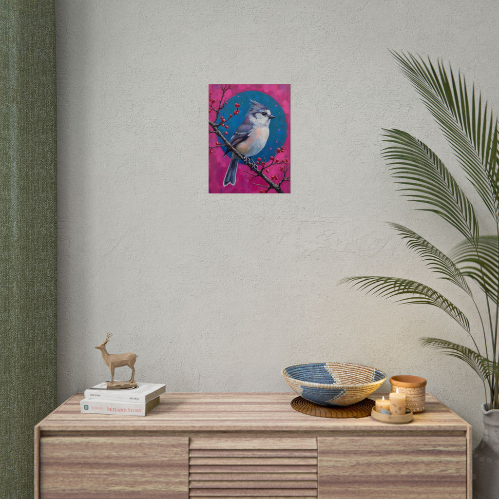 Wandbild/Poster: Blauhäher auf einem Stechpalmenzweig 