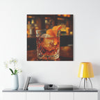 Whisky auf Eis – Wandbild – Bar- und Wohndekoration – Leinwand 