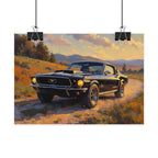 Vintage Mustang Sonnenuntergang Wandbild – Klassisches Muscle-Car – Poster 