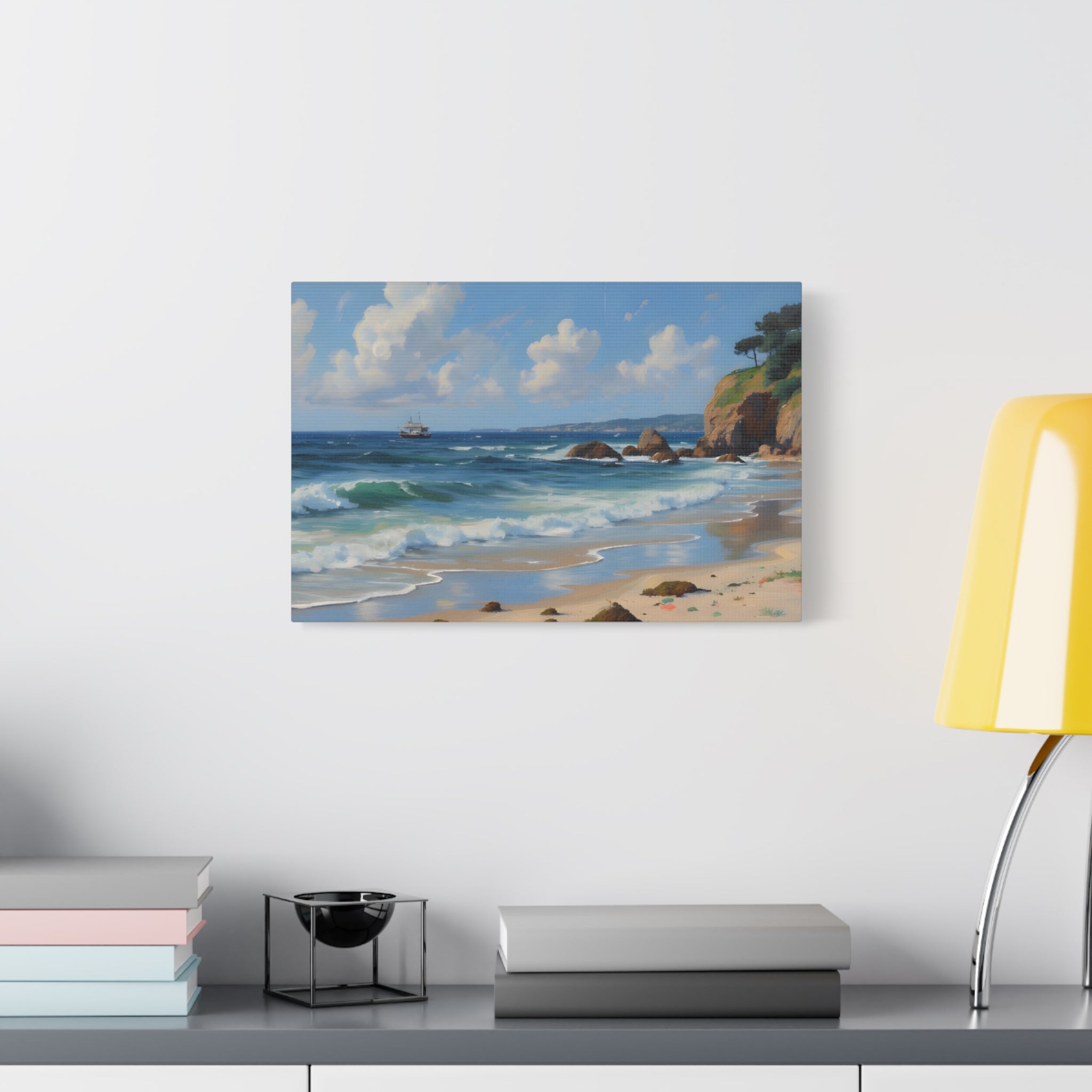 Seaside Beach Canvas Print — Coastal Landscape Matte Stretched Wall Art