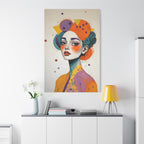 Colorful Portrait Art Canvas - Abstract Geisha Woman Matte Stretched Canvas