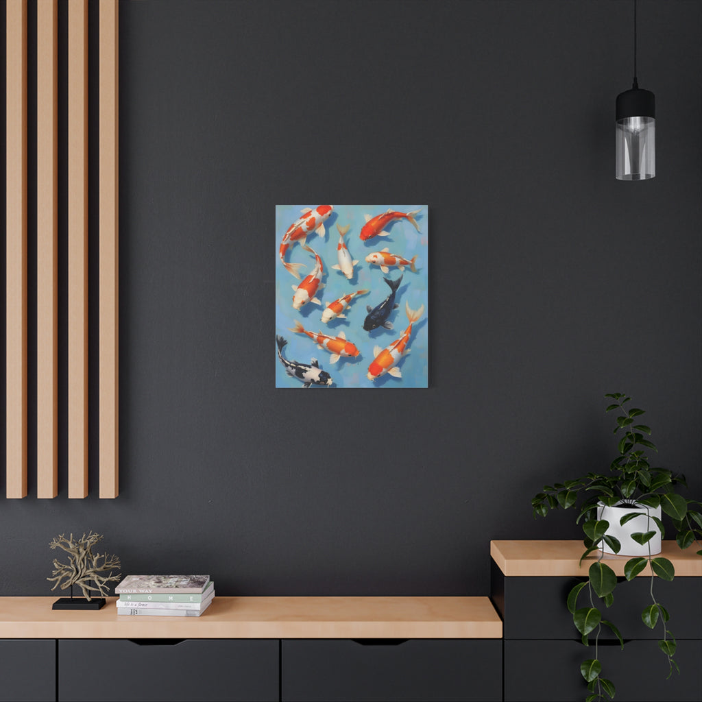 Koi Pond Canvas Art - Stretched Matte Fish Wall Decor