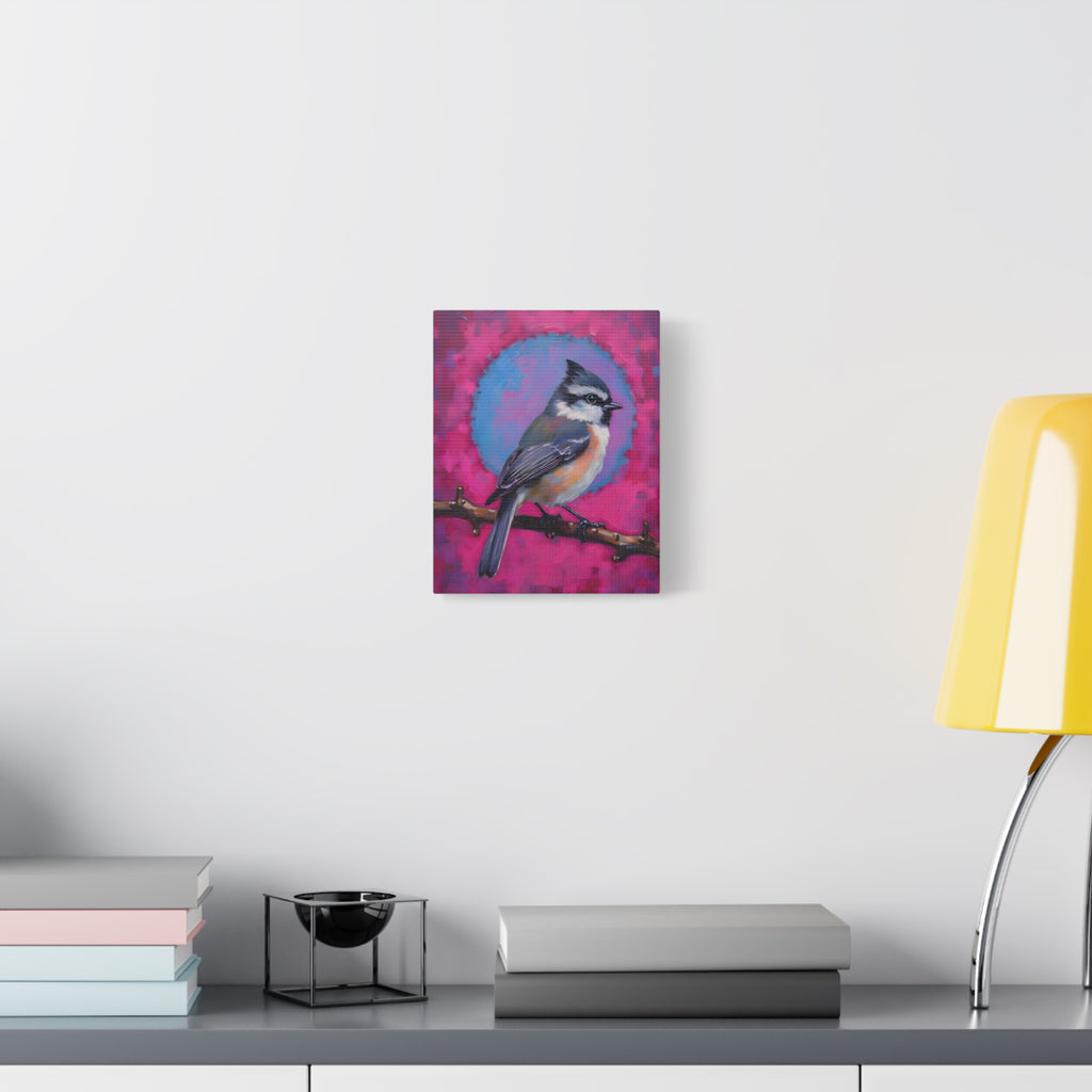 Colorful Chickadee Bird Canvas Wall Art - Matte Stretched Canvas