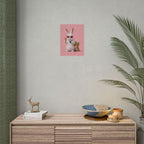 Pink Cute Bunny Poster – Pink Ice Cream Rabbit Wall Art