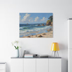 Seaside Beach Canvas Print — Coastal Landscape Matte Stretched Wall Art