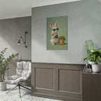 Green Bunny Rolled Poster — Cool Bunny with Camera Art Print