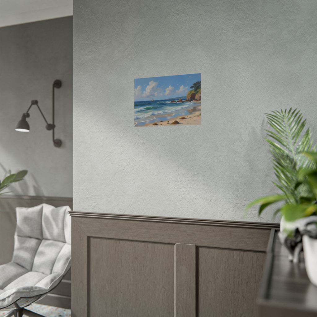 Coastal Seascape Poster - Rolled Beach Print, Ocean Waves Wall Art