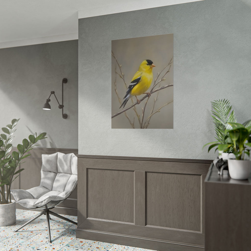 Goudvink Kunst Poster - Gele Zangvogel Print voor Natuurliefhebbers