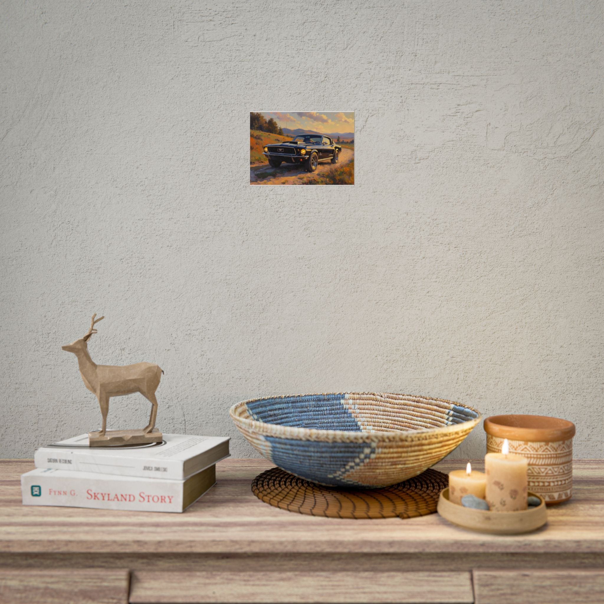 Vintage Mustang Sunset Muurdecoratie - Klassieke Muscle Car - Poster 