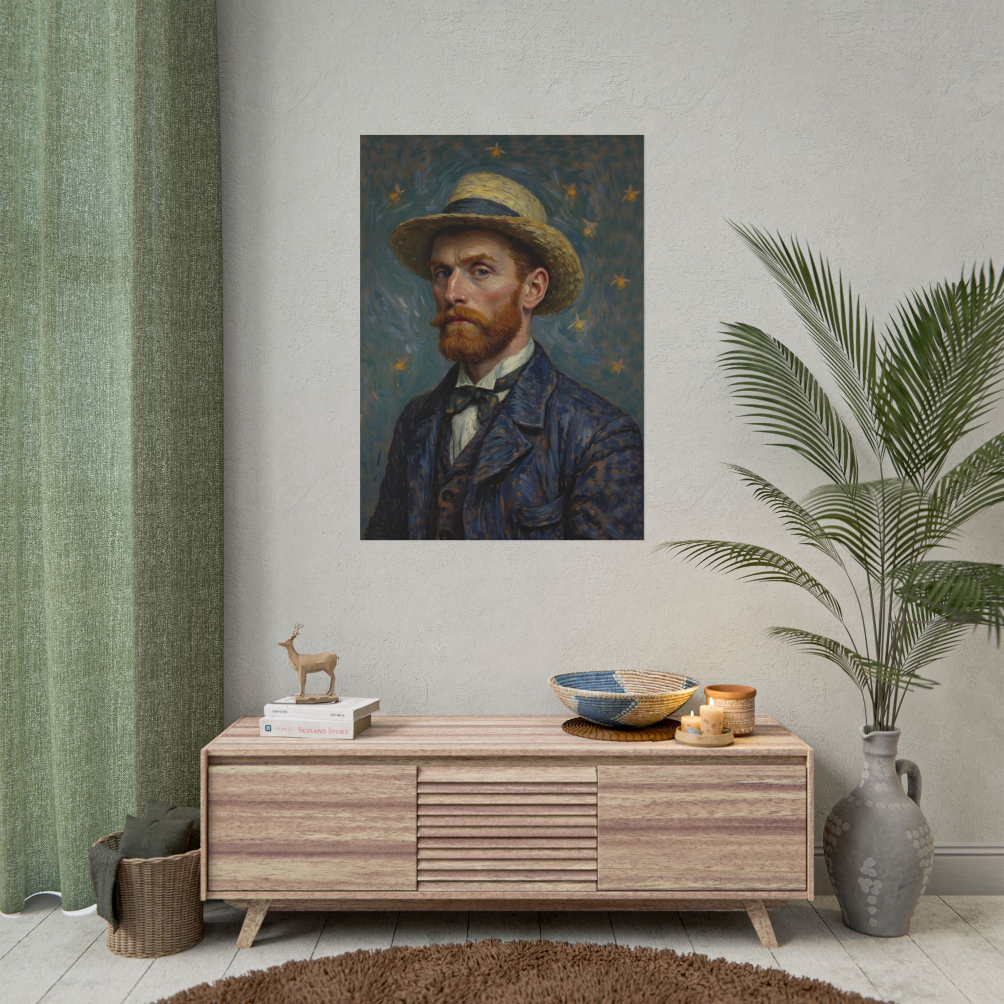 Van Gogh Portrait Rolled Poster — Vintage Impressionist Art Print