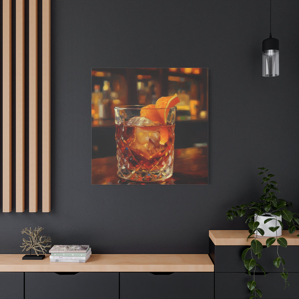 Whisky auf Eis – Wandbild – Bar- und Wohndekoration – Leinwand 