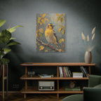 Goudvink op een tak Muurdecoratie - Gespannen canvas 