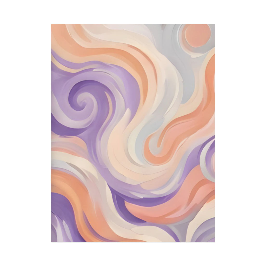 Abstract Swirl Poster - Peach & Lavender Fluid Art Rolled Wall Print