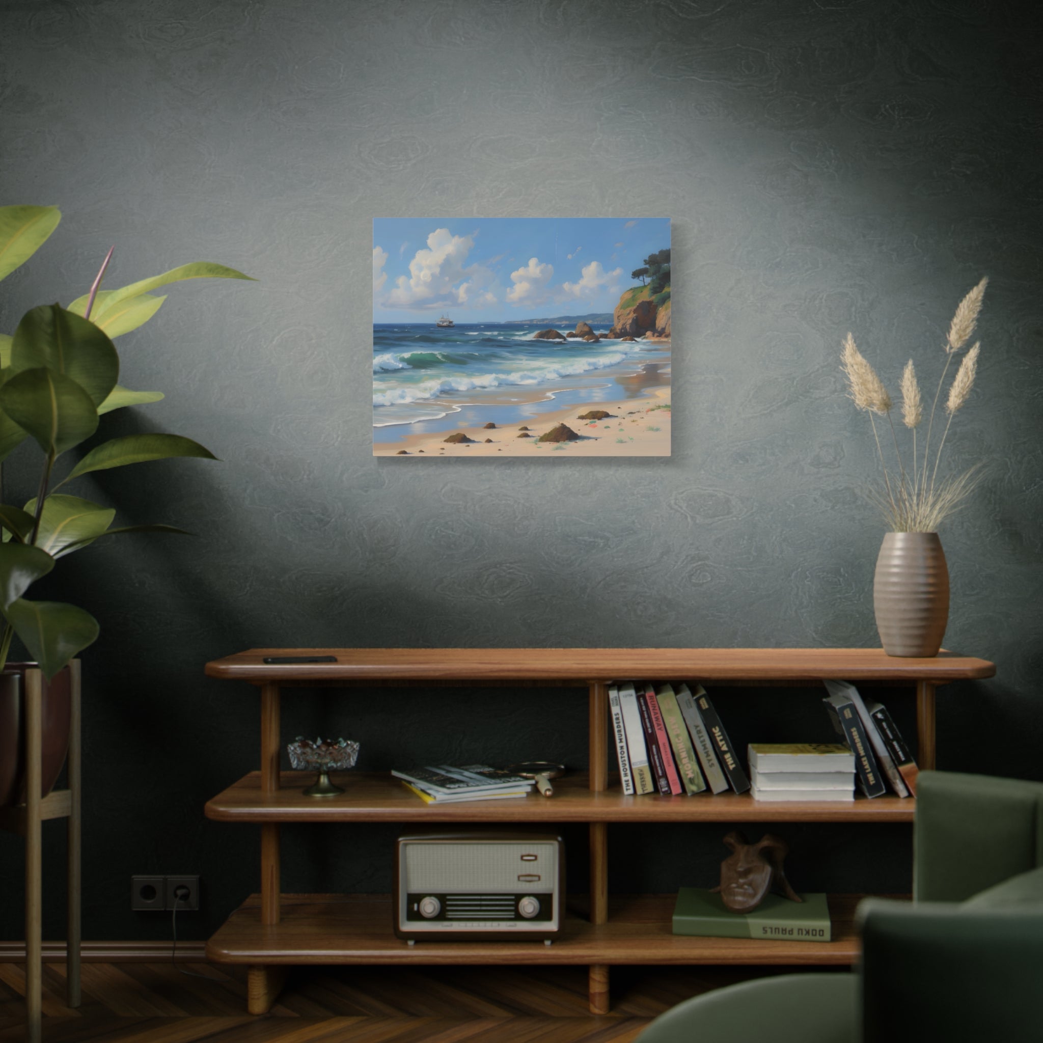 Seaside Beach Canvas Print — Coastal Landscape Matte Stretched Wall Art
