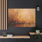 Abstracte muurdecoratie met gouden weidemotief - opgespannen canvas 