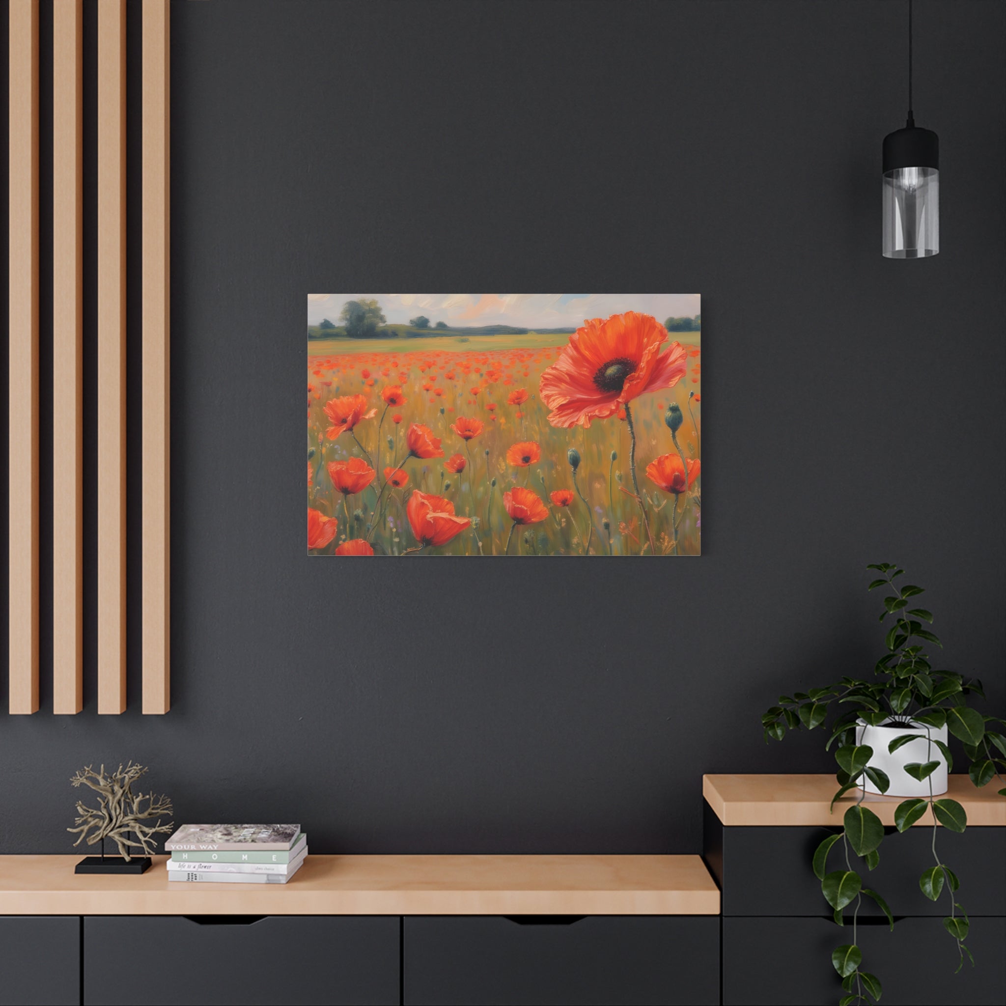 Poppy Field Canvas Wall Art — Matte Stretched Floral Painting