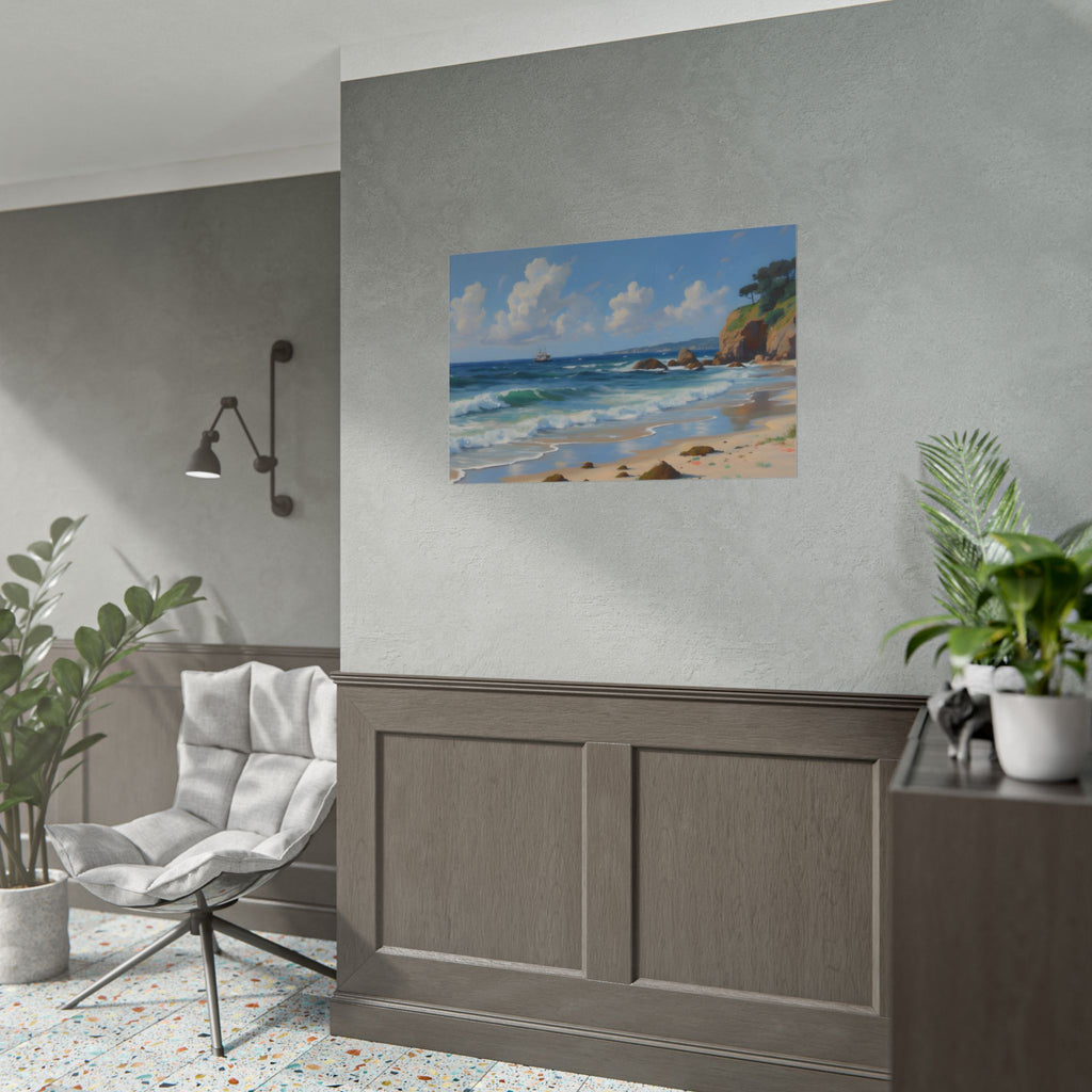 Coastal Seascape Poster - Rolled Beach Print, Ocean Waves Wall Art
