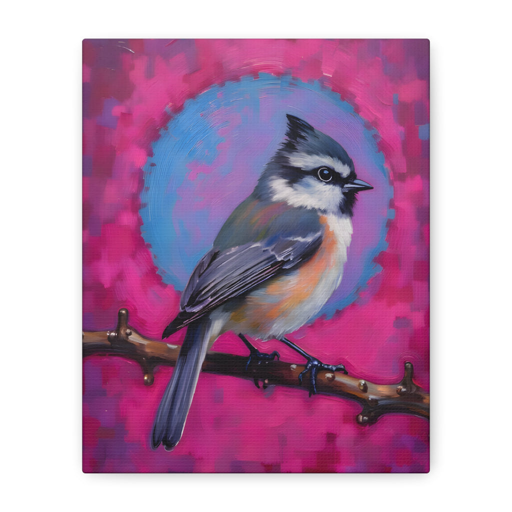 Colorful Chickadee Bird Canvas Wall Art - Matte Stretched Canvas