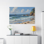 Seaside Beach Canvas Print — Coastal Landscape Matte Stretched Wall Art