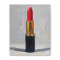 Red Lipstick Canvas Art — Cosmetic Pop Still Life Wall Decor
