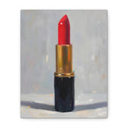 Red Lipstick Canvas Art — Cosmetic Pop Still Life Wall Decor