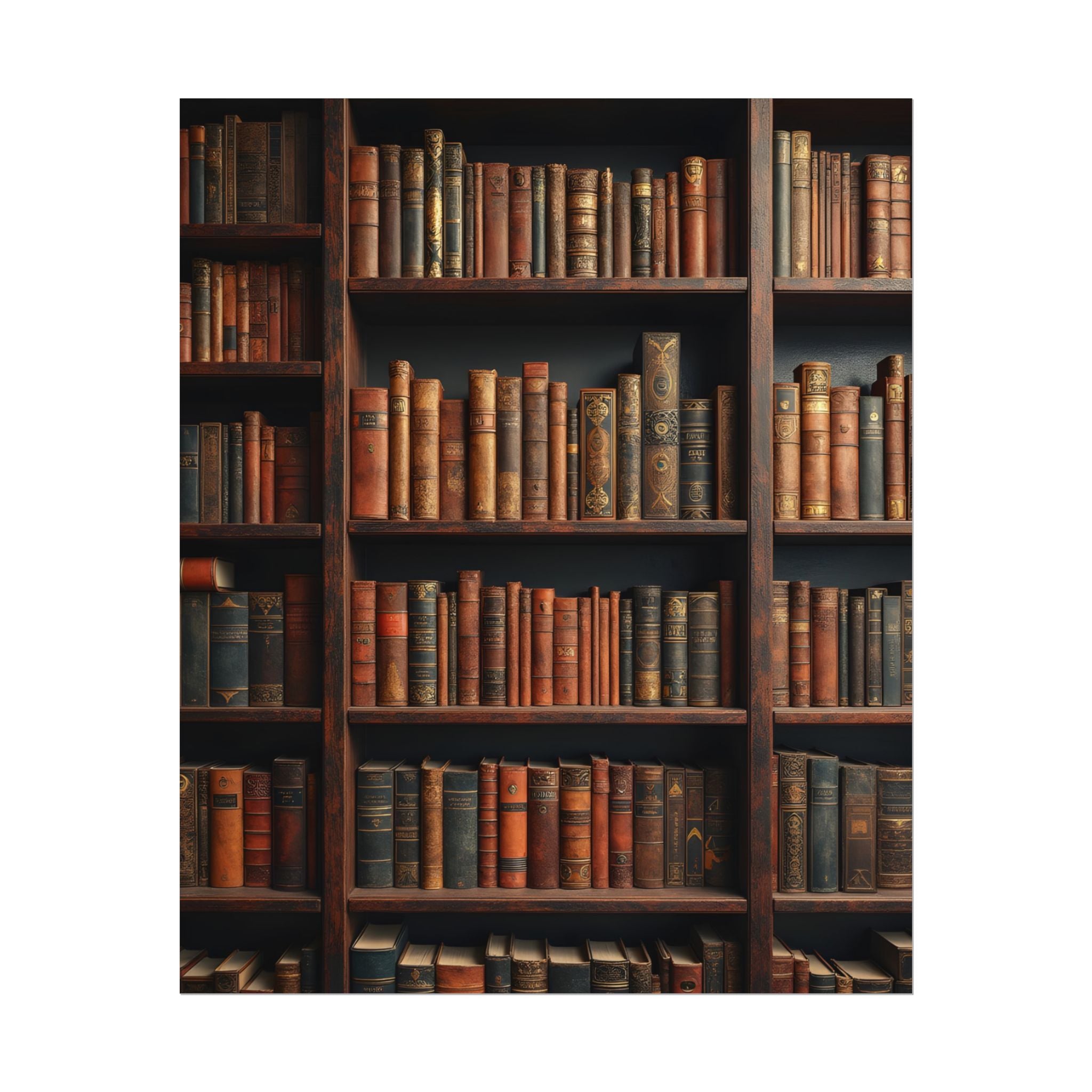 Vintage Library Bookshelf Rolled Poster - Antique Bookshop Wall Art