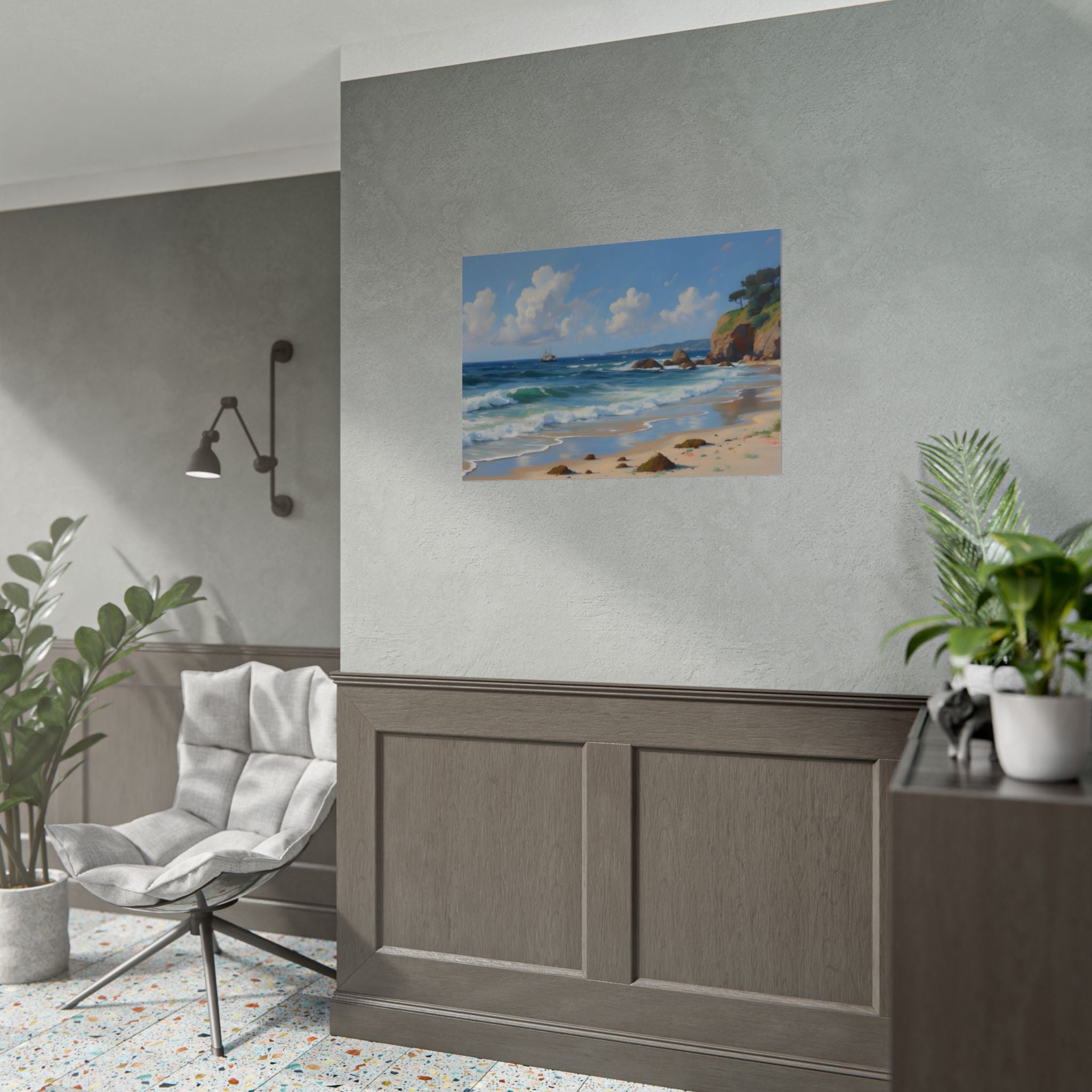 Coastal Seascape Poster - Rolled Beach Print, Ocean Waves Wall Art