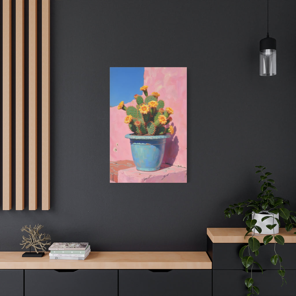 Cactus Roze Muurdecoratie - Gespannen Canvas 