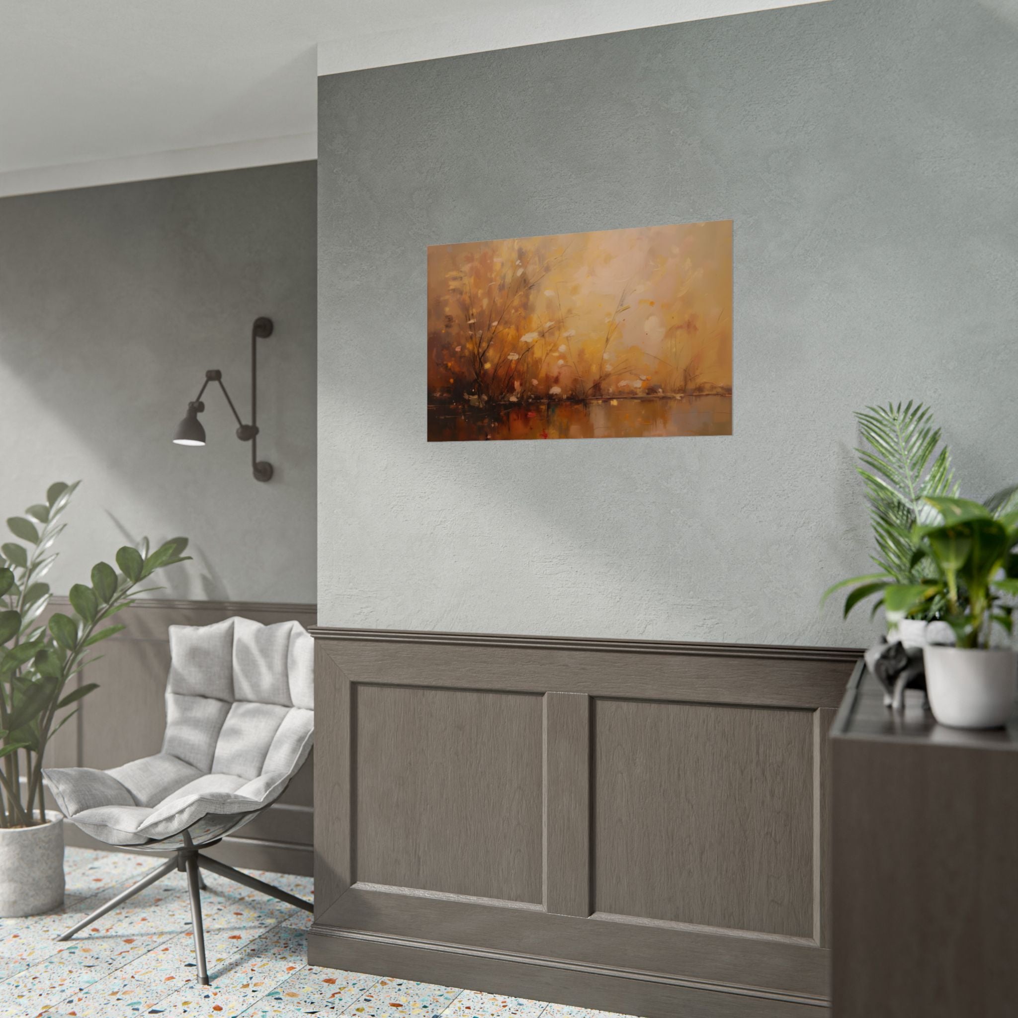 Abstraktes Wandbild „Goldene Wiese“ – Poster 