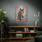 Floral Horse Portrait Canvas — Matte Stretched Wall Art