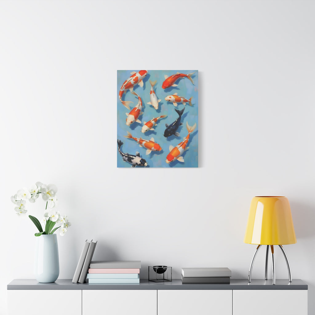 Koi Pond Canvas Art - Stretched Matte Fish Wall Decor