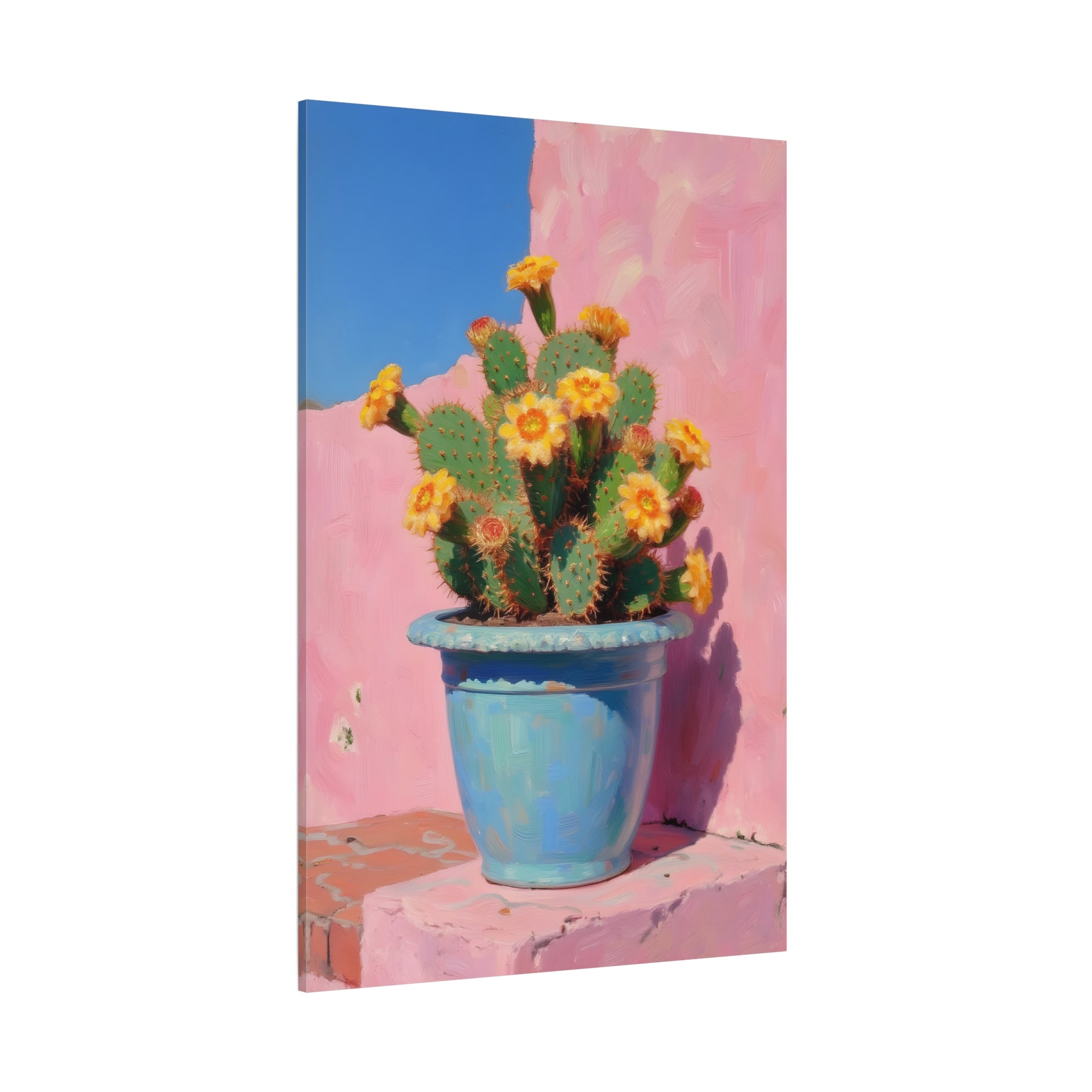 Cactus Roze Muurdecoratie - Gespannen Canvas 