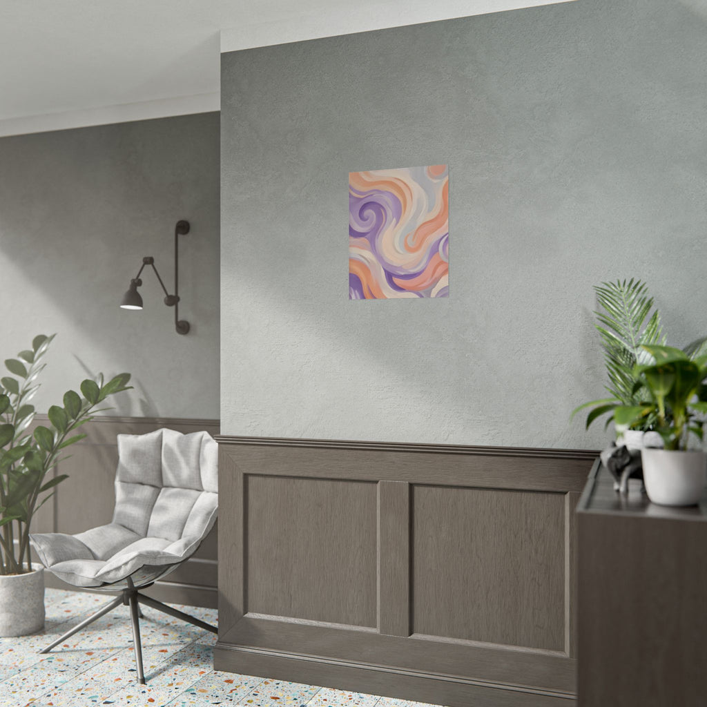 Abstract Swirl Poster - Peach & Lavender Fluid Art Rolled Wall Print