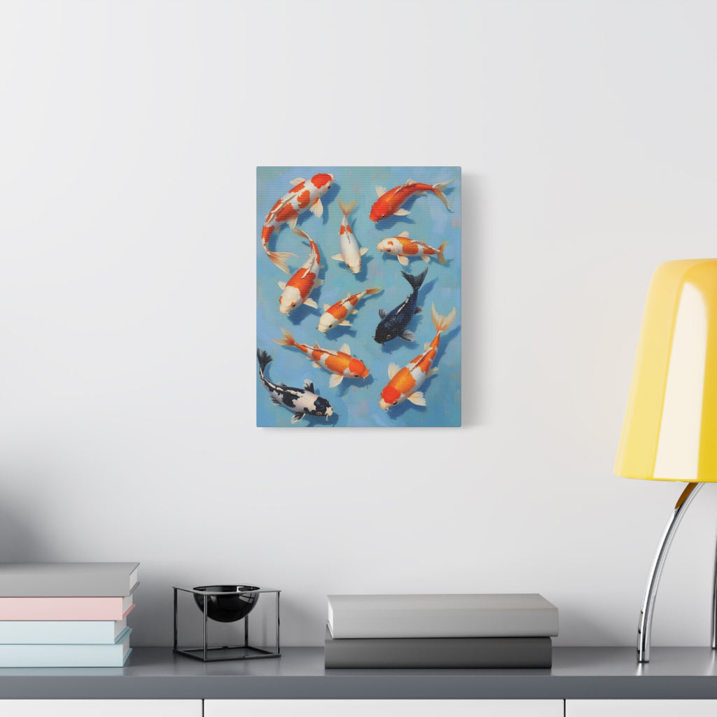 Koi Pond Canvas Art - Stretched Matte Fish Wall Decor