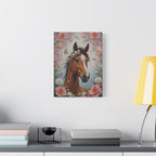 Floral Horse Portrait Canvas — Matte Stretched Wall Art