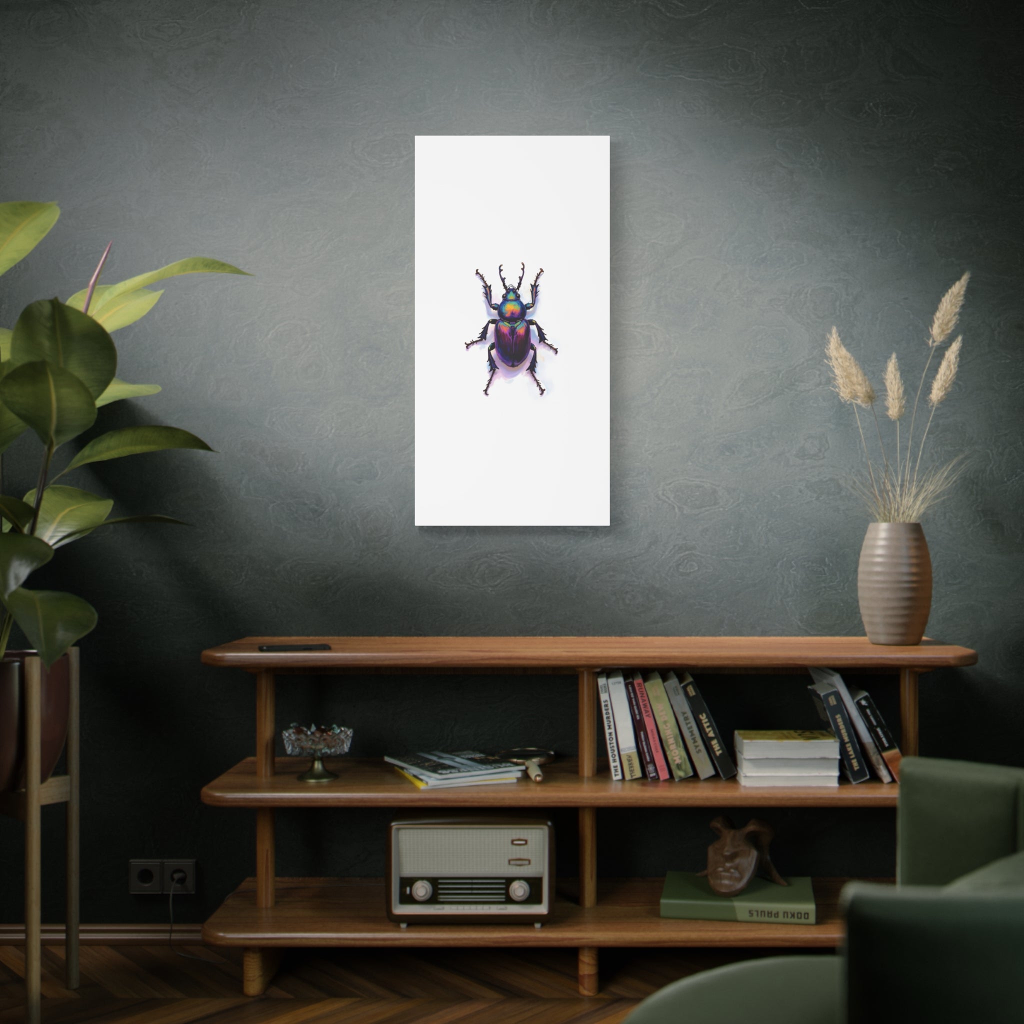 Iriserende kever muurdecoratie – opgespannen canvas 