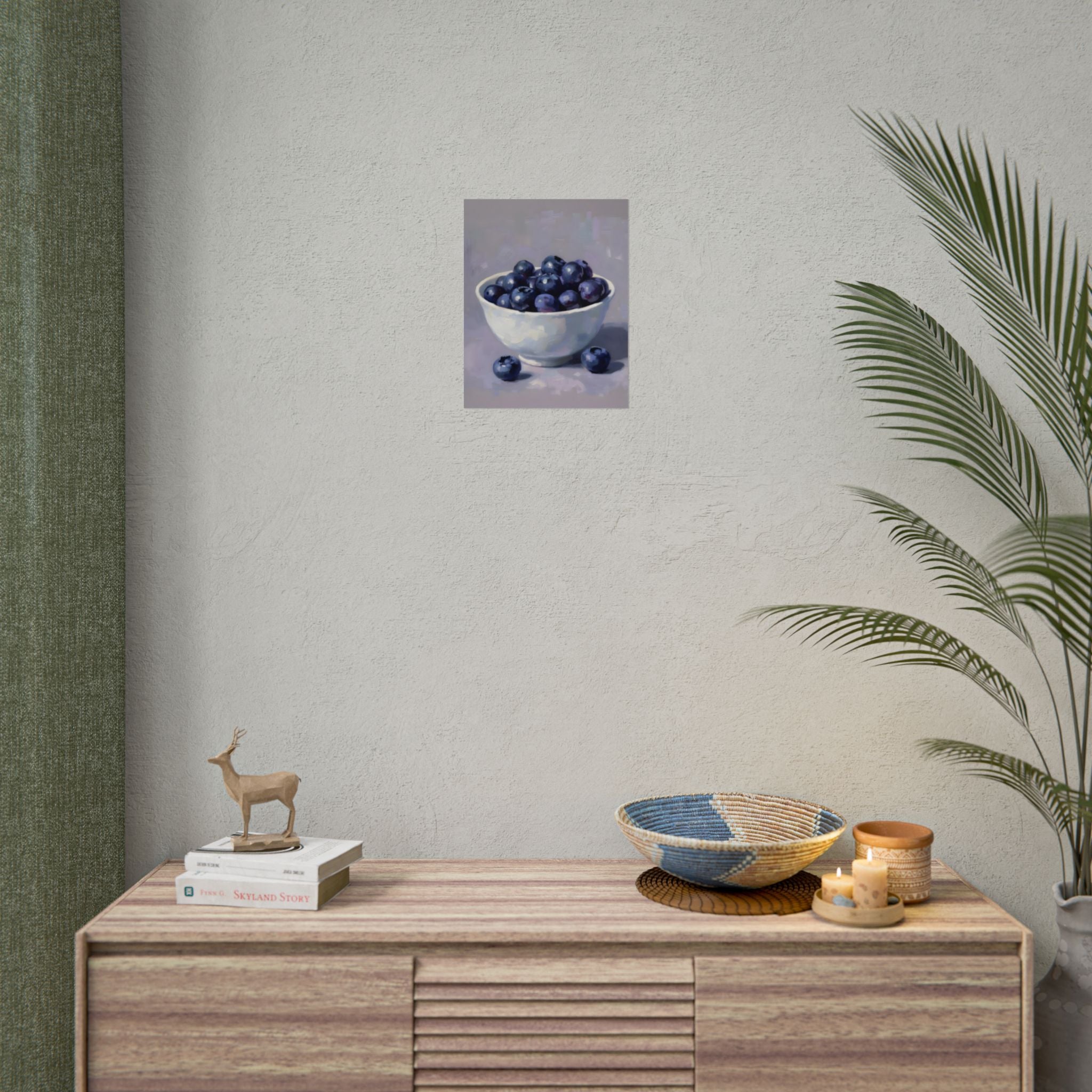 Blueberries Bowl Poster — Still Life Fruit Art Print (Rolled Poster)