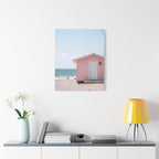 Pink Beach Cottage  Wall Art - Stretched Canvas