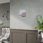 Roze strandhuisje als muurdecoratie - Poster 