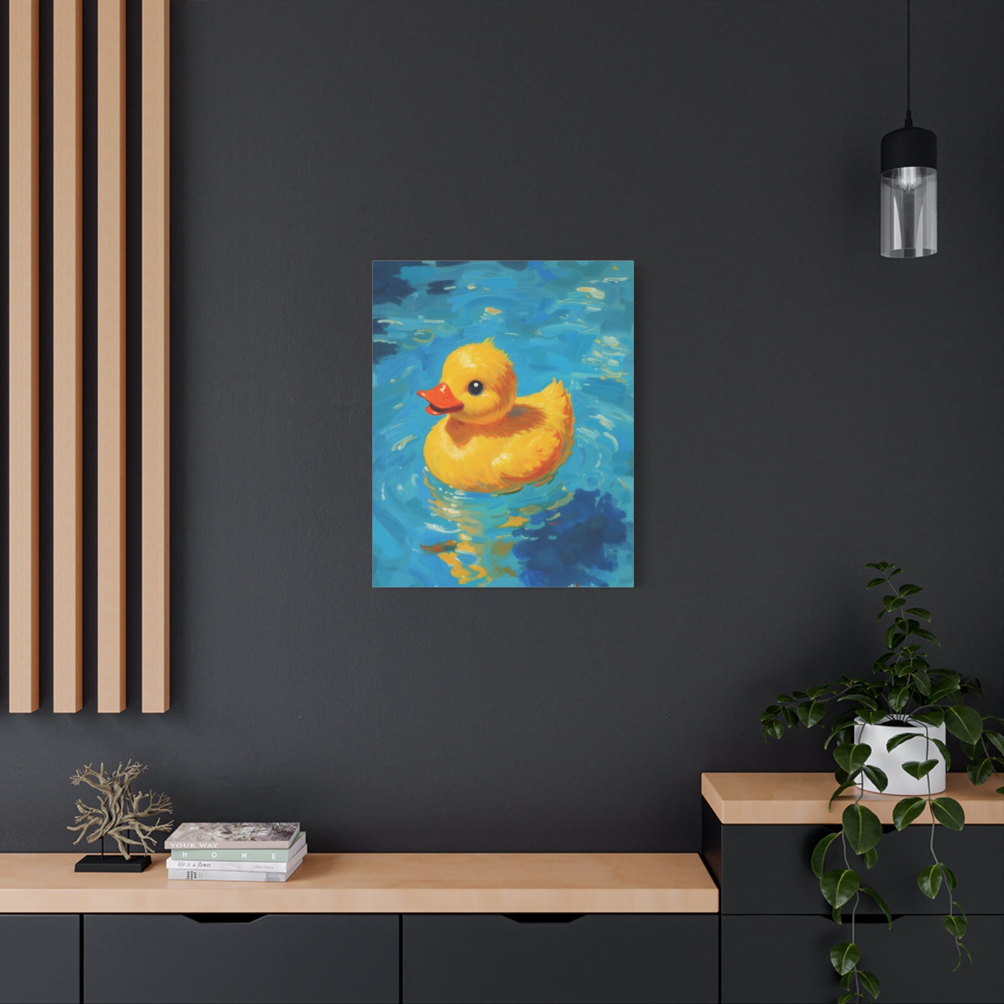Rubber Duck Painting Canvas — Bright Yellow Nursery Wall Art